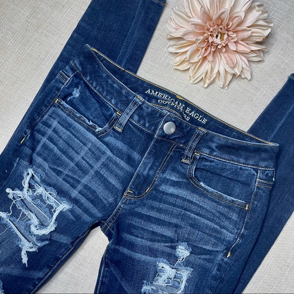 American Eagle Distressed Jeggings Skinny Jeans 4 - Picture 6 of 10